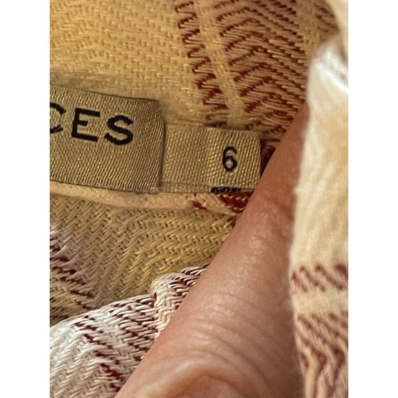 Three Graces London Red & White Striped Linen Open Back Georgianna Midi Dress 6 - Picture 9 of 11